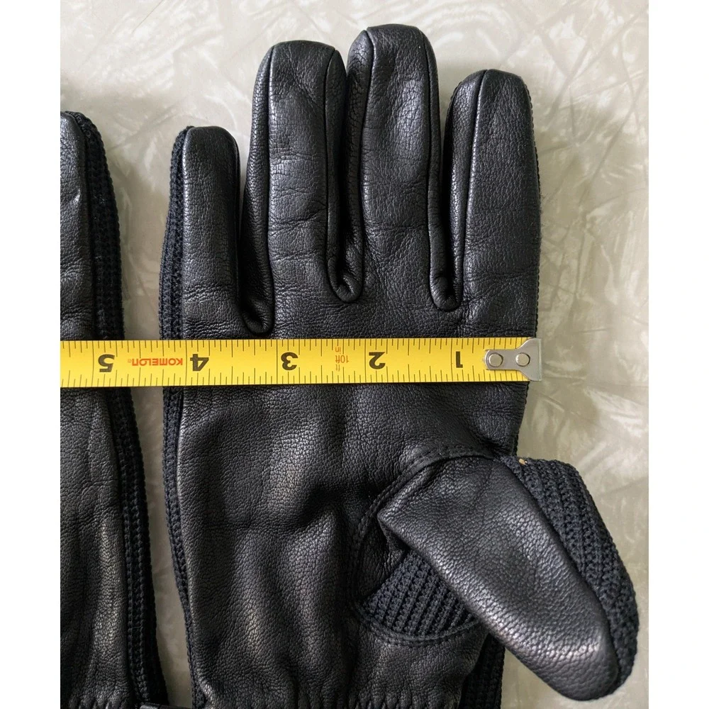 Spyder Black Knit and Leather Gloves Womens Large Mens Small Winter Ski Sport